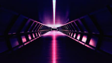 Synthwave corridor wallpaper