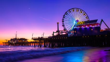 Santa Monica pier at night wallpaper