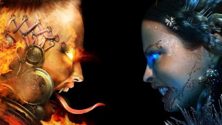 Fire and ice face wallpaper