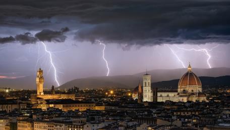 Thunderous Beauty Over Florence Rooftops wallpaper