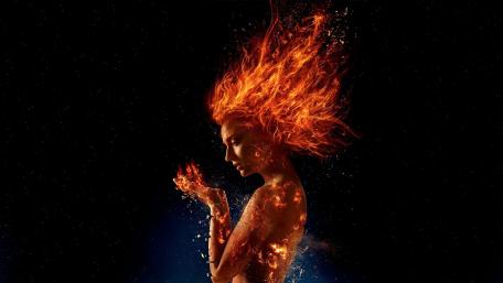 Ethereal Fire Goddess Enveloped in Flames wallpaper