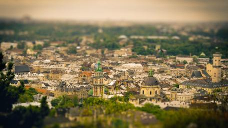 Charming Cityscape in Tilt-Shift Style wallpaper