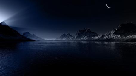 Serene Night Over the Moonlit Lake wallpaper