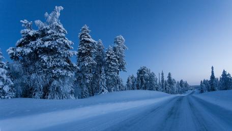 Snowy Winter Landscape at Dusk wallpaper