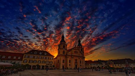 Stunning Sunset Over Historic City Square wallpaper