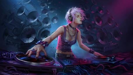 DJ Girl in a Music Wonderland wallpaper