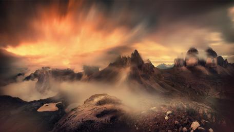 Foggy Dolomites wallpaper