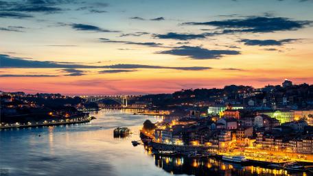 Sunset Over Porto's Vibrant Waterfront wallpaper