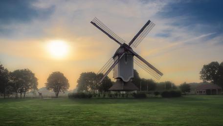 Serene Windmill at Dawn wallpaper