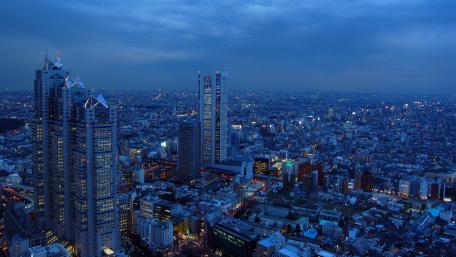Urban Nightscape in a Modern City wallpaper