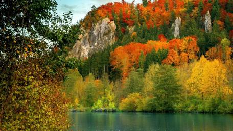 Vibrant Autumn Reflections in Nature’s Serenity wallpaper