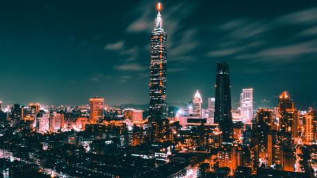 City Skyline Illuminated at Night wallpaper