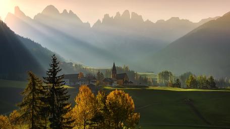 Serene Autumn Valley in the Dolomites wallpaper