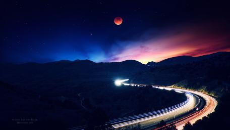 Mystic Highway Under the Full Moon wallpaper