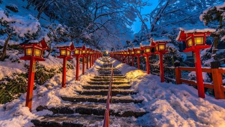 Kifune Shrine lights up wallpaper