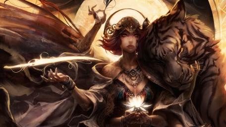 Wielder of Light and Tiger Guardian wallpaper