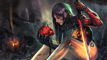 Cyberpunk robot girl wallpaper