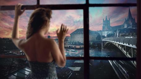 Watching the Fantasy City at Sunset wallpaper