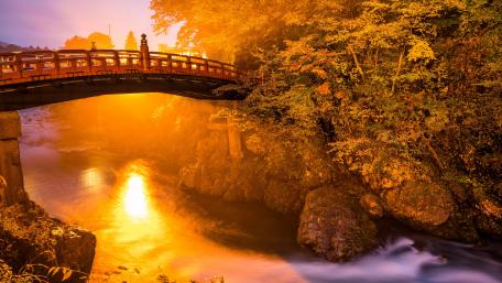 Golden Glow Over Serene River Scene wallpaper