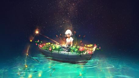 Fishing for Stars in a Dreamy Night wallpaper