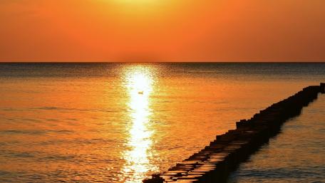 Golden Sunset Over Tranquil Sea Waves wallpaper