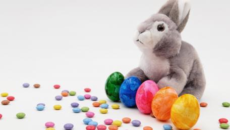 Easter Bunny with Colorful Eggs Wallpaper wallpaper