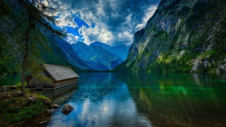 Obersee Lake (upper lake) in Berchtesgaden National Par wallpaper