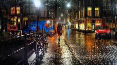 City Lights in the Rain wallpaper