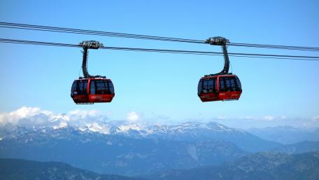 Scenic Cable Cars Over Majestic Mountains wallpaper