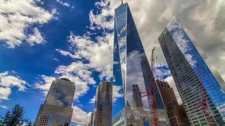 Majestic City Skyscrapers Under a Dramatic Sky wallpaper