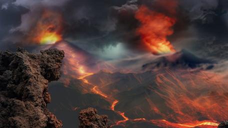 Molten Majesty of Volcanic Eruption wallpaper