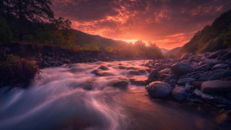 Serene River at Sunset Beauty wallpaper