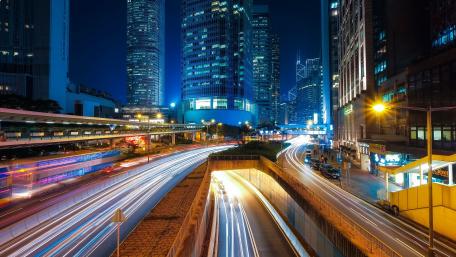 Vibrant City Lights at Night wallpaper