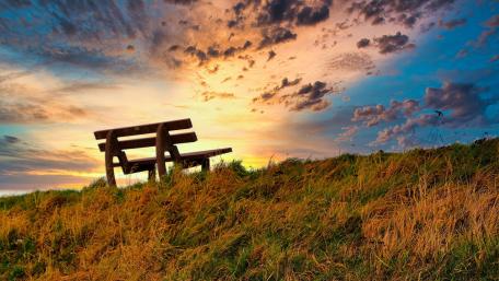 Serene Sunset Overlooking a Tranquil Landscape wallpaper
