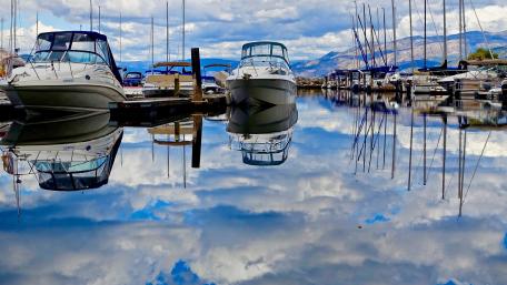 Serene Reflections in a Tranquil Harbour wallpaper