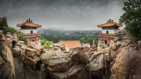 Ancient Temples Amidst Natural Beauty wallpaper
