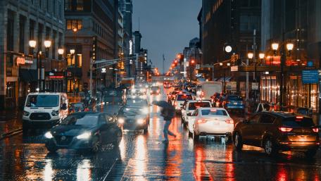 Cityscape Under Rainy Skies wallpaper
