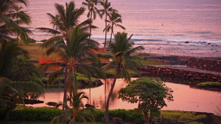 Serene Sunset Over Tropical Paradise wallpaper