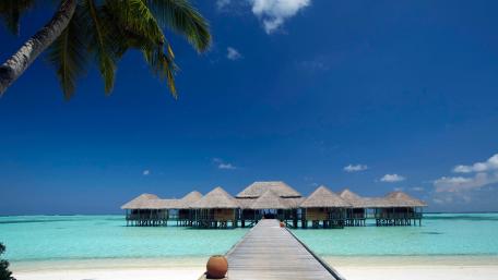 Tropical overwater bungalows wallpaper