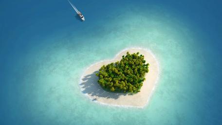 Heart Island Escape in Azure Seas wallpaper