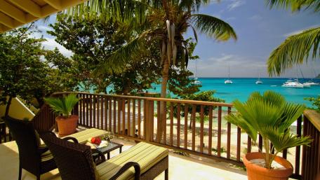 Tropical Paradise with Ocean View wallpaper