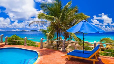 Tropical Paradise by the Poolside wallpaper