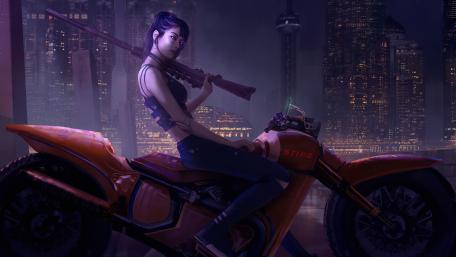 Cyberpunk Sentinel: Nightwatch Over Neon City wallpaper
