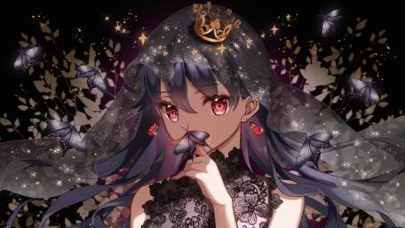 Majestic Anime Princess Among Butterflies wallpaper
