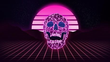 Synthwave skull wallpaper