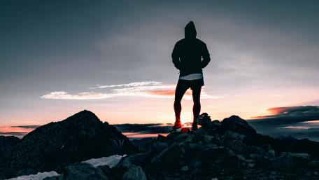 Watching the sunrise after hiking wallpaper