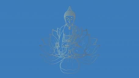 Buddha sitting on a lotus wallpaper