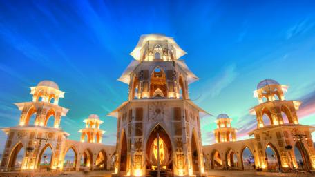 Majestic Temple Illuminated at Dusk wallpaper