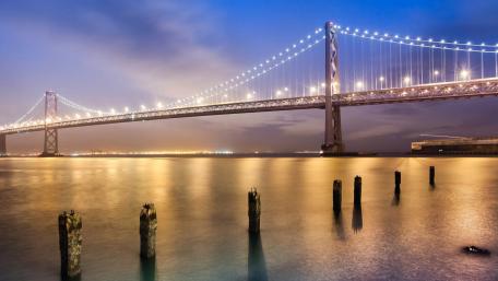 Tranquil Night by the Bridge wallpaper