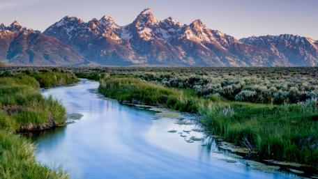 Majestic Mountain Serenity in Nature's Embrace wallpaper